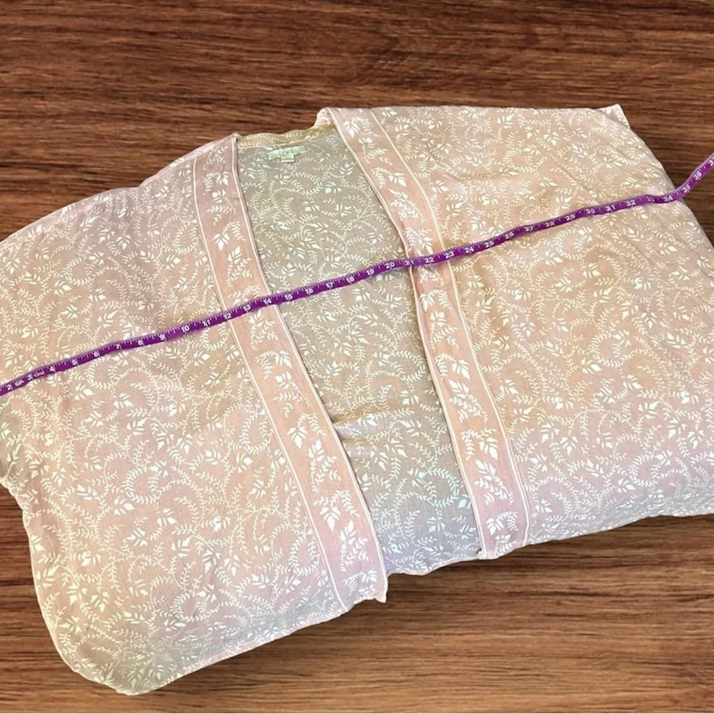 LOFT Summer Shawl Wrap Coverup Pink & White Floral Oversized Lightweight EUC